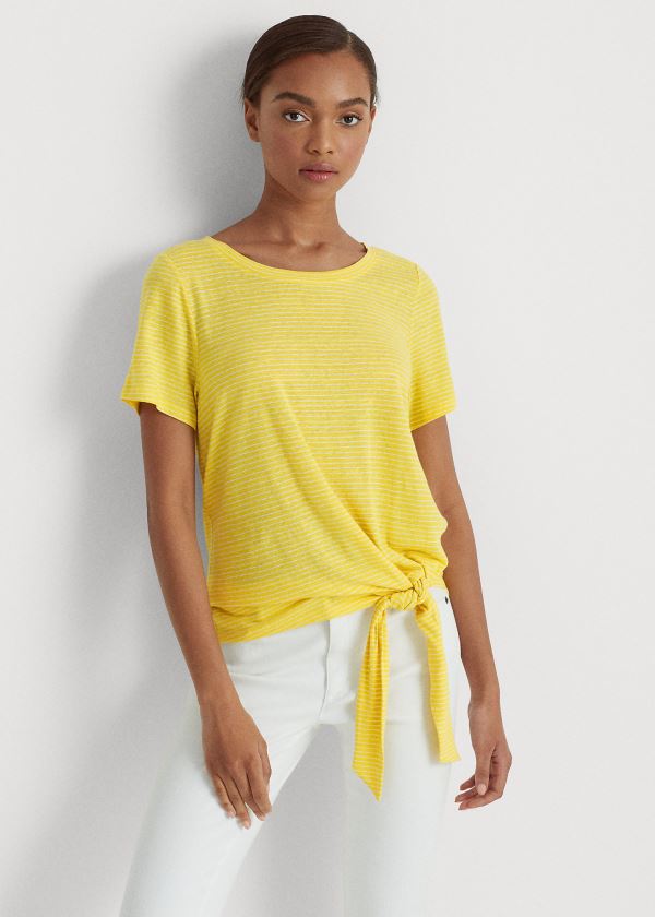 Women's Ralph Lauren Tied-Hem Jersey T Shirts | 716534HSQ